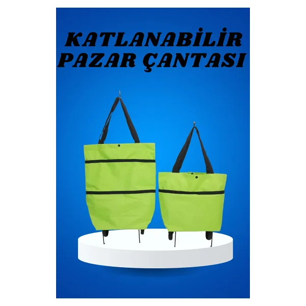 Pazar Arabası Ve Alışveriş Çantası Çift Yönlü Kolay Tekerlekli Taşınabilir