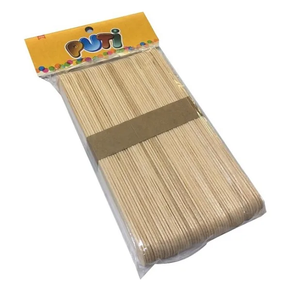Puti Ahşap Geniş Dondurma Çubuğu Renksiz 50 Adet Abeslang 15 cm Uzunluk 1,8 cm En