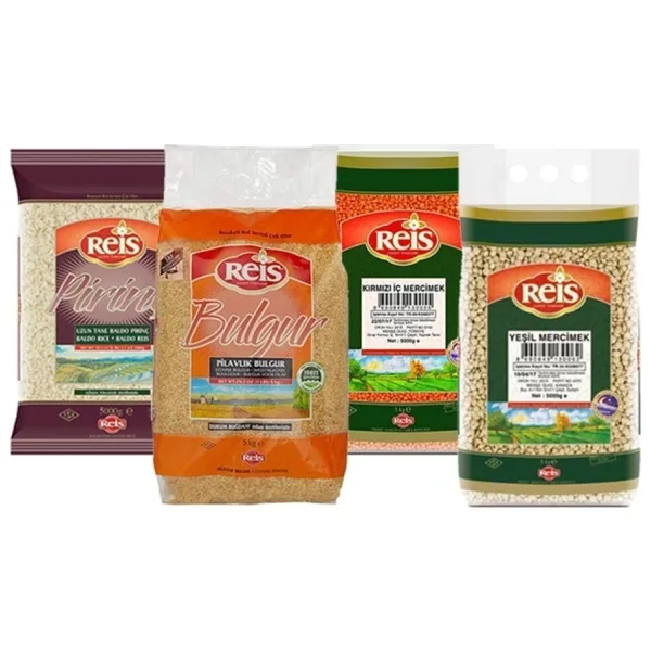Reis Bulgur, Baldo Pirinç, Kırmızı Ve Yeşil Mercimek 5 Kg