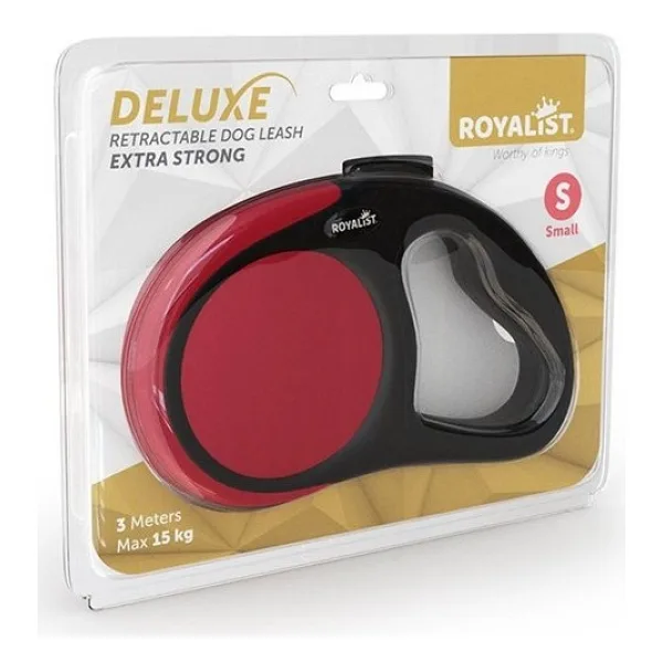 Royalist Deluxe Extra Strong Otomatik Köpek Gezdirme Tasması Kırmızı Small 3M