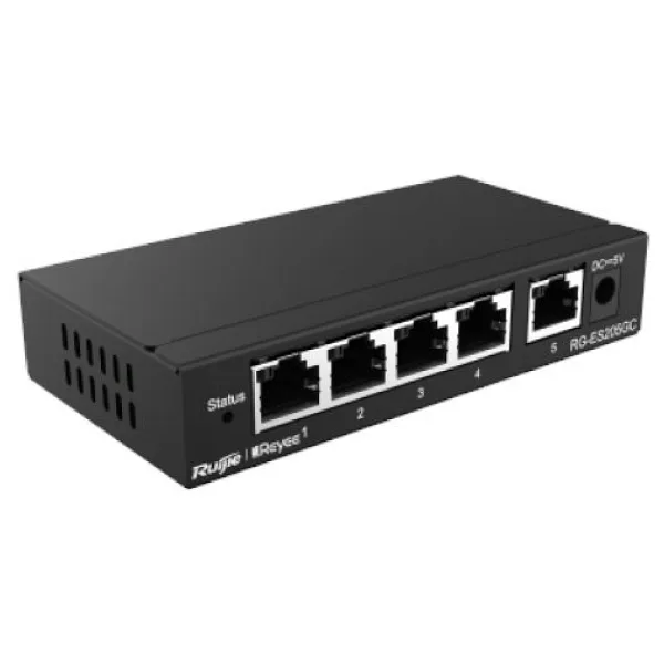 RUIJIE REYEE RG-205GC 5 PORT 10/100/1000 RUIJIE CLOUD YONETILEBİLİR DESKTOP SWITCH METAL KASA