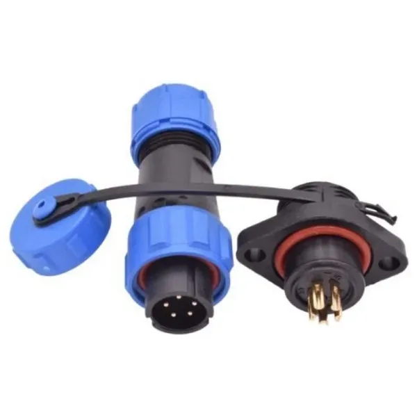 SD13 5 Pin 13mm Su Geçirmez Konnektör Takımı - Flanşlı Panel Tipi