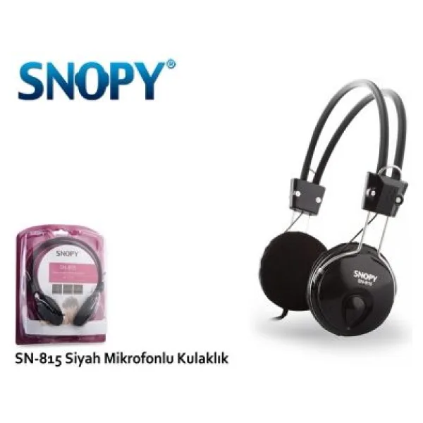 Snopy SN-815 Siyah Mikrofonlu Kulaklık 10'lu (Poşetli)