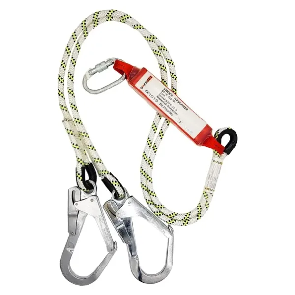 şok emicili çift bacaklı kanca karabinalı safeset sertifikalı lanyard