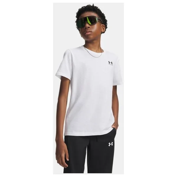 Under Armour Sportstyle LC 1389962-100 Beyaz Kısa Kollu Bisiklet Yaka Çocuk Tişört