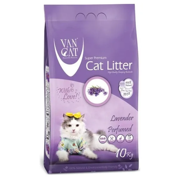 Vancat Lavanta Kokulu 10 kg/11.8 lt İnce Taneli Bentonit Kedi Kumu