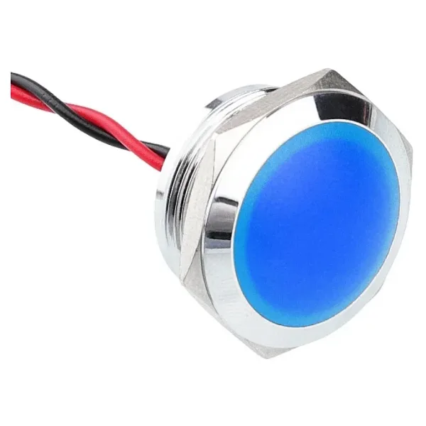 WD22L-P2 22mm 12-24V Kablolu Metal Sinyal Lambası - Mavi