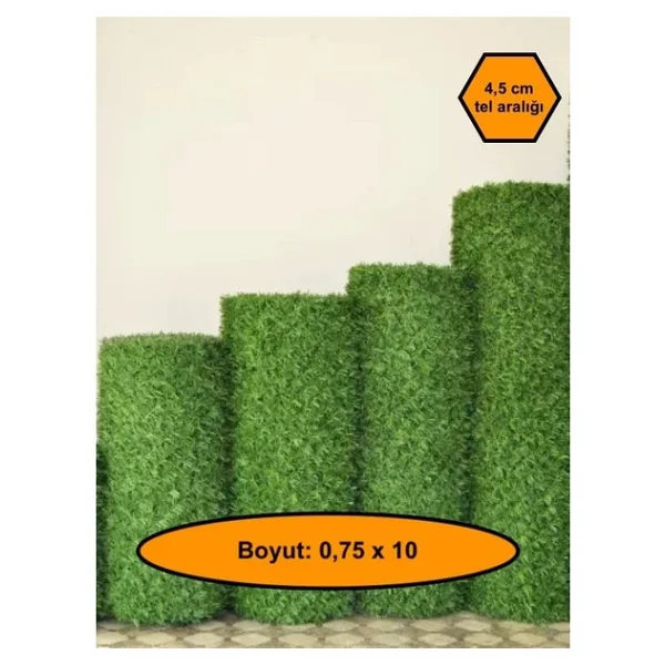 0,75X10 Metre Çim Çit, Bahçe Çiti, Dekoratif Telli Çit, Yapay Çim Çit