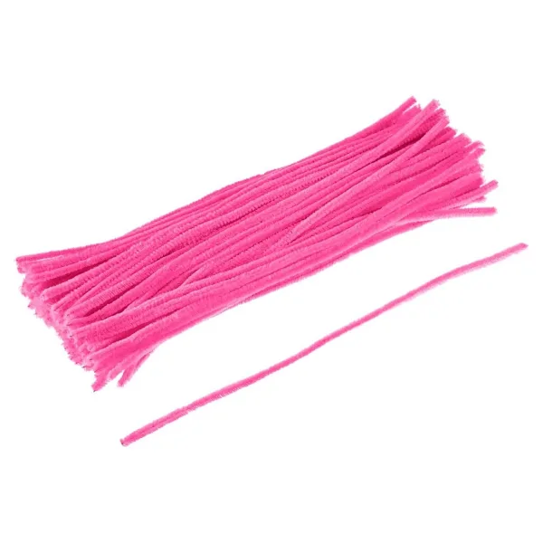25'li Pembe Renkli Şönil, Eğitici Şönil Seti, Tüylü Tel, 30 Cm, Peluş Tel
