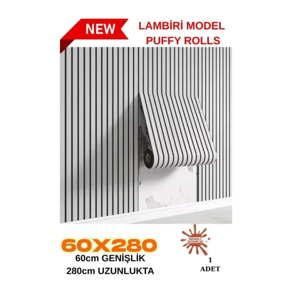 60Cm X 280Cm 1 Adet Kendinden Yapışkanlı Açık Gri Lambiri Desenli Duvar Paneli Kağıdı Yg006