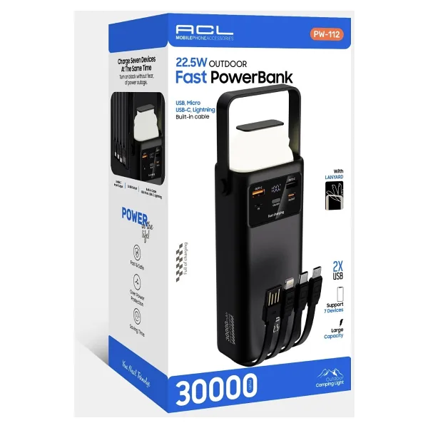 ACL PW-112 Siyah 30000 mAh Hızlı Şarj Powerbank