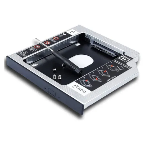 Aogo 12.7mm Caddy Sata 12.7 mm SSD Harddisk Kutusu Kızak Laptop SSD Notebook Ikinci HDD Takma Metal Kasa - Gümüş