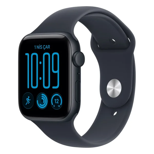 Apple Watch SE 3 GPS 44mm Gece Yarısı Alüminyum Kasa ve Lacivert Spor Kordon Akıllı Saat
