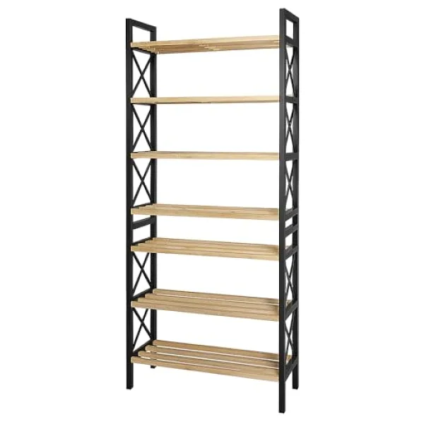 bituclass 8 Katlı Çok Amaçlı Raf Ayakkabılık - 47x18x127 cm, MDF ve Plastik Malzeme, Kolay Kurulum QR Kodlu, Modern ve Dekoratif Düzenleyici Dolap Ünitesi, Siyah