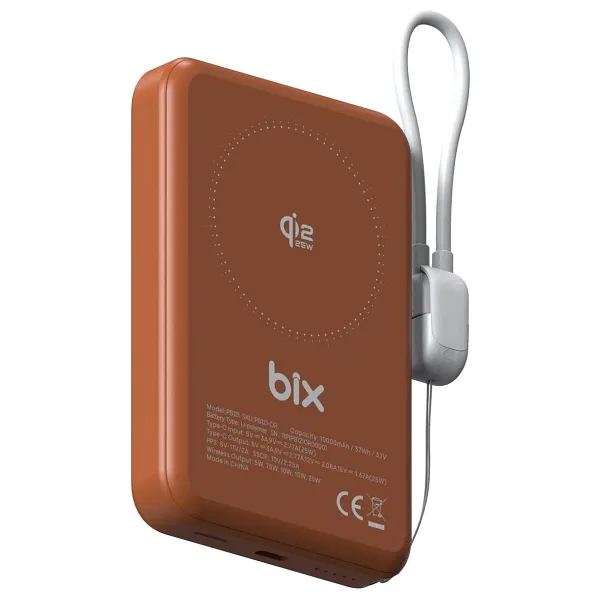 Bix PB121 Turuncu 10000 mAh Hızlı Şarj MagSafe Powerbank