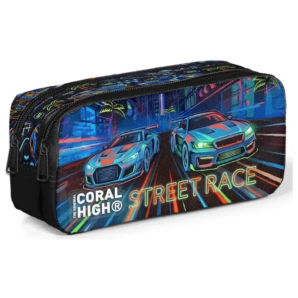 Coral High 31059 Yarış Arabası Desenli 2 Bölmeli Kalemlik
