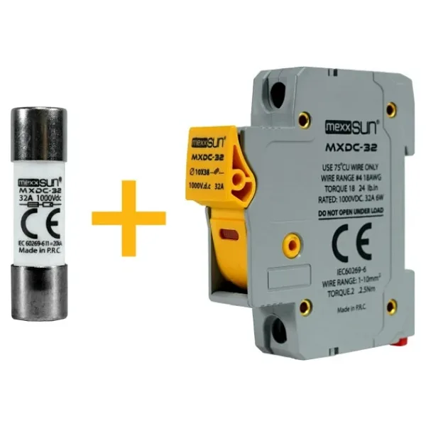 Dc Sigorta + Sigorta Yuvası (32A 1000V) - 12 Adet