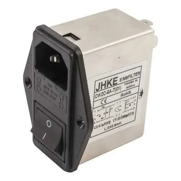 EMI Filtre 6A Anahtarlı Erkek Power Soketi - Sigorta Yuvalı