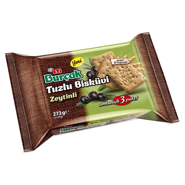 Eti Burçak Zeytinli Tuzlu Bisküvi 3x91 gr