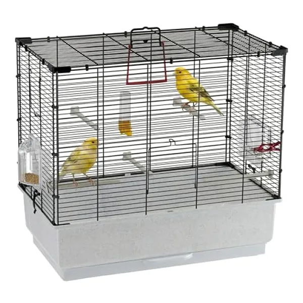 Ferplast 52003817 Vogelheim REKORD 4, muhabbet kuşları için, komple donanım, Ölçüler: 60 x 32,5 x 57,5 cm, siyah