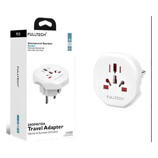 Fulltech Seyahat Adaptörü, 25W Gan Hızlı Şarj, 2x Usb-C + 1x Usb-A, Travel Adapter, Priz Dönüştürücü, 200+ Ülke Uyumlu, Çoklu Cihaz Şarj, Kompakt Tasarım - 0 - Siyah - Option-1