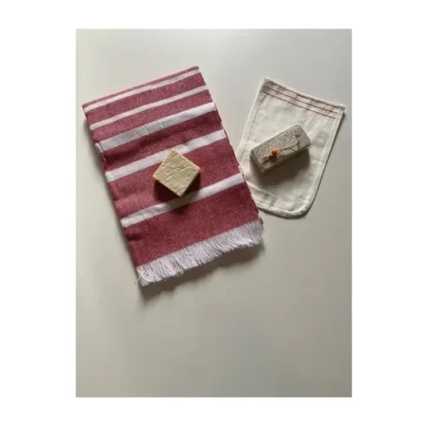 Gelin Hamamı Seti, Premium Peştemal , Ponza Topuk Taşı, Doğal Zeytinyağı Sabun, Kese 4lü Set