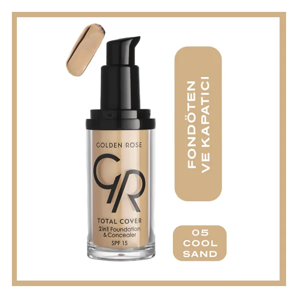 Golden Rose Total Cover 2 in 1 SPF 15 05 Cool Sand 30 ml Fondöten & Kapatıcı