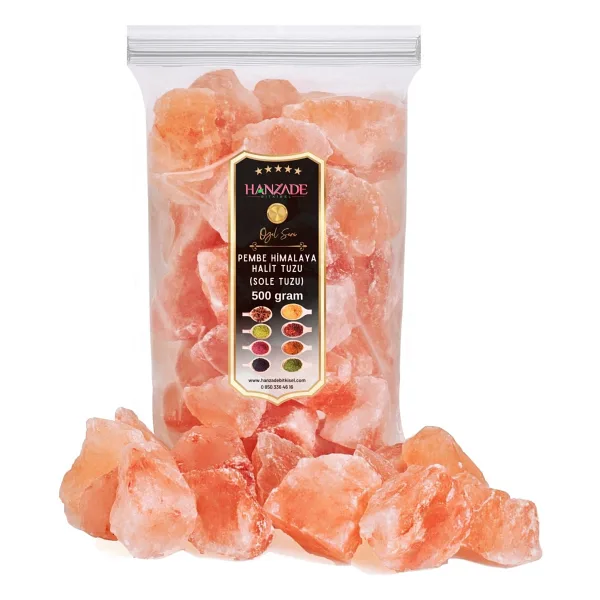 Hanzade Bitkisel Halit Tuz Sole Tuzu 500 Gr Şeffaf Berrak Kristal Pembe Himalaya Halit Sole Tuzu