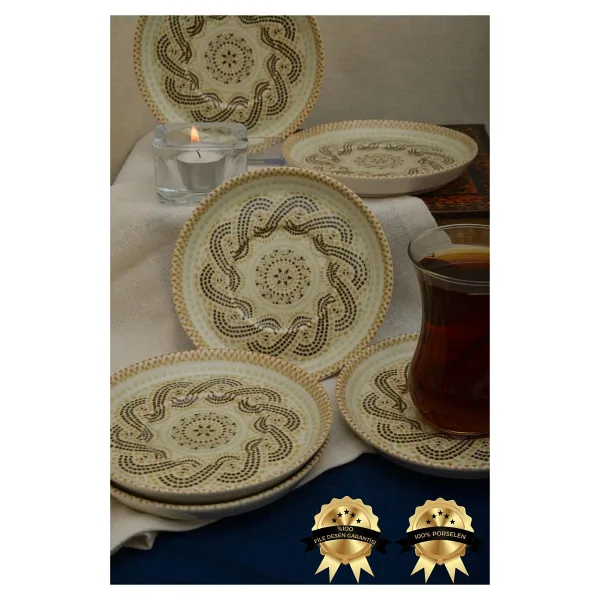 Heda Porselen Efes 12 cm 6'lı Porselen Çay Tabağı
