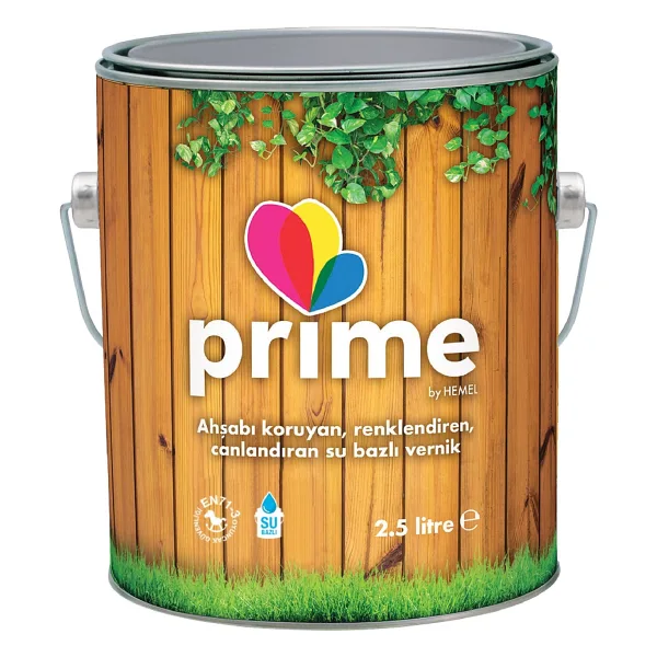 Hemel Prime Su Bazlı Koruyucu Vernik 2.5 Lt Tik Rengi - 2,5 Lt