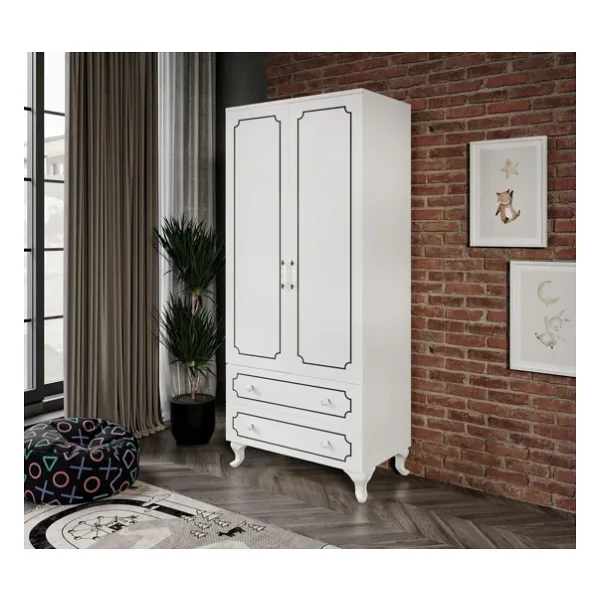 KZNMOB HOME Stil 2 Kapaklı 2 Çekmeceli Modern Gardırop, Elbise Dolabı - Tamamı 1. Kalite Mdf