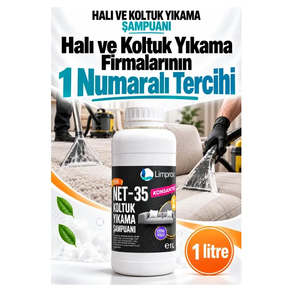 Limprox Net-35 Koltuk Halı Yıkama Makinesi Köpüksüz Şampuanı Deterjanı Ilacı - 1 Litre