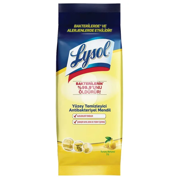 Lysol 72 Adet Yüzey Temizleyici Antibakteriyel Mendil