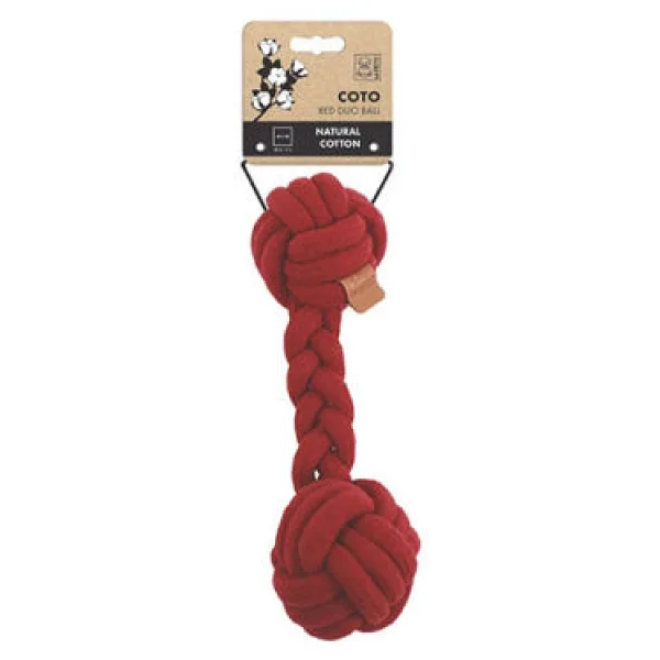 M-Pets Coto Duo Ball 28 cm Örgü Kırmızı Köpek Oyuncağı