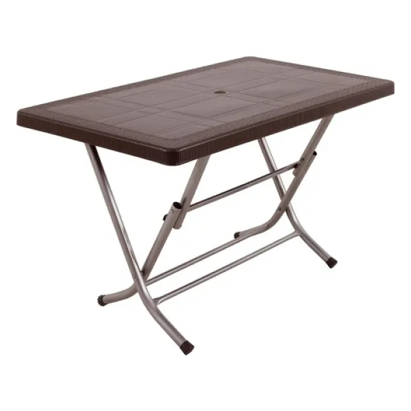 Mandella 70x120 Zeugma Rattan Masa Katlanır Metal Ayak Kahverengi
