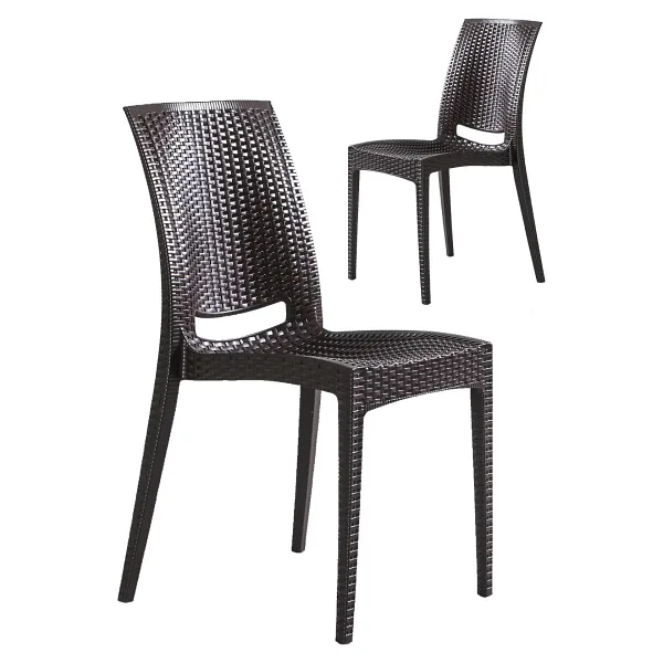 Mobetto 2 Adet Rattan Kahve Sandalye Balkon Bahçe Teras