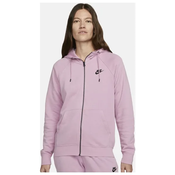 Nike Sportswear Essential Fleece Full Zip Hoodie Kadın Kapüşonlu Sweatshirt Pembe