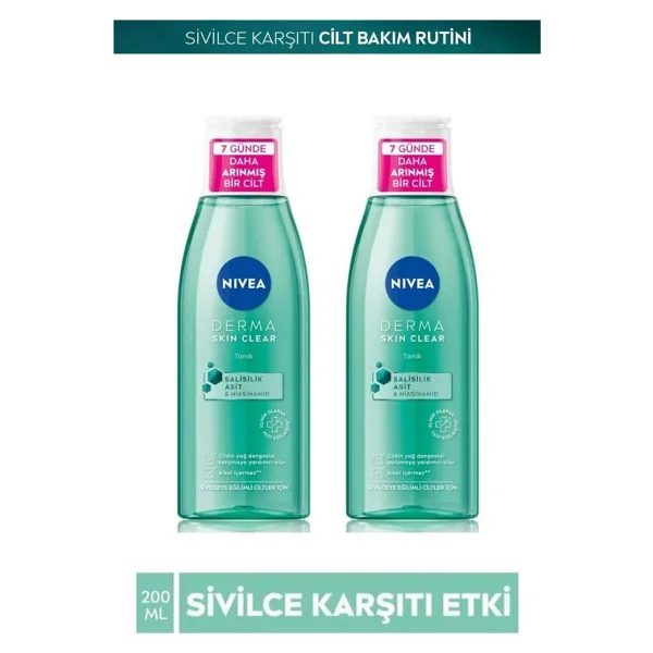 Nivea Derma Skin Sivilceli Hassas Ciltler Cilt Bakım Temizleyici Tonik 200ml X2