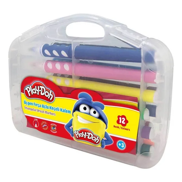 Play-Doh PLAY-KE019 Pvc Kutu 12'li Üçgen Keçeli Kalem