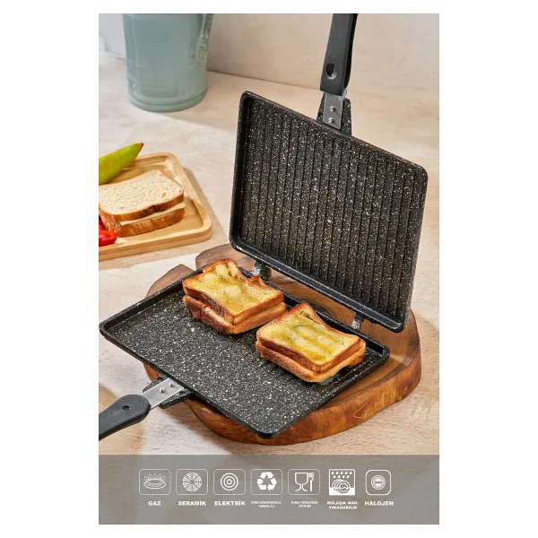 PoloChef Döküm Granit Ocak Üstü El Tost Makinası