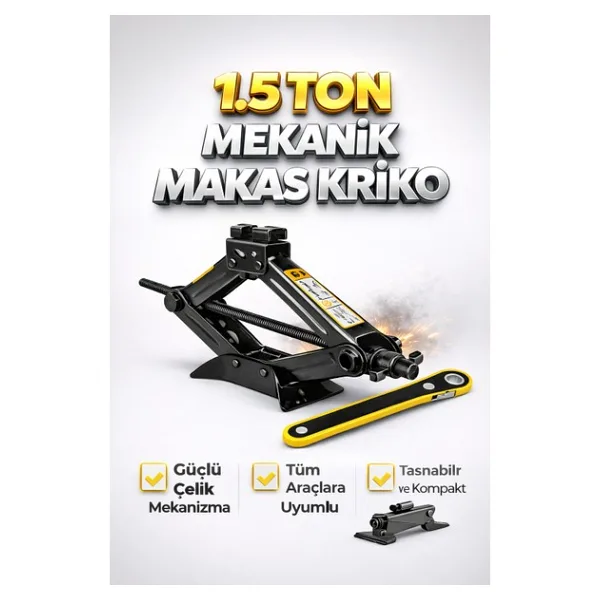 Reidan Oto Krikosu 1.5 Ton Makas Cırcırlı Araç Kriko cırcır (TÜM ARABALAR İÇİN UYGUNDUR)