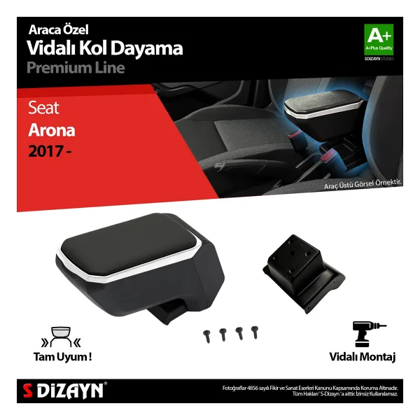 S-dizayn Seat Arona Kol Dayama Kolçak Abs Vidalı Gri 2017 Üzeri A+ Kalite