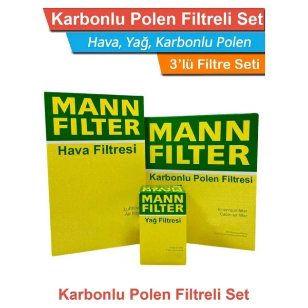 Seat İbiza 1.6 TDI Dizel MANN Filtre Bakım Seti 2010-2015 Hava+Yağ+Karbonlu Polen