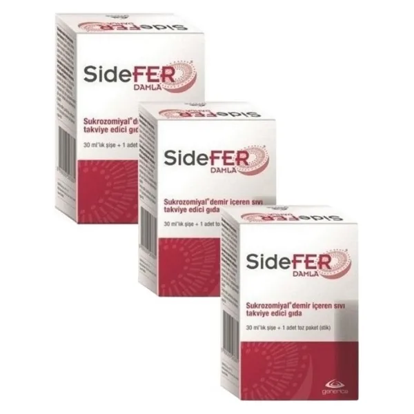 Sidefer Damla 30 Ml 3 Lü Paket Sukrozomiyal Demir İçeren Takviye Edici Gıda