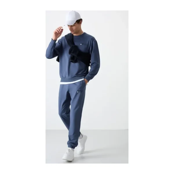 Siyah Casual O Yaka Lastik Paça Erkek Oversize Eşofman Takımı - 85120 M