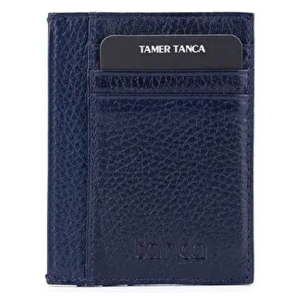 Tamer Tanca Erkek Hakiki Deri Lacivert Cüzdan Cuzdan