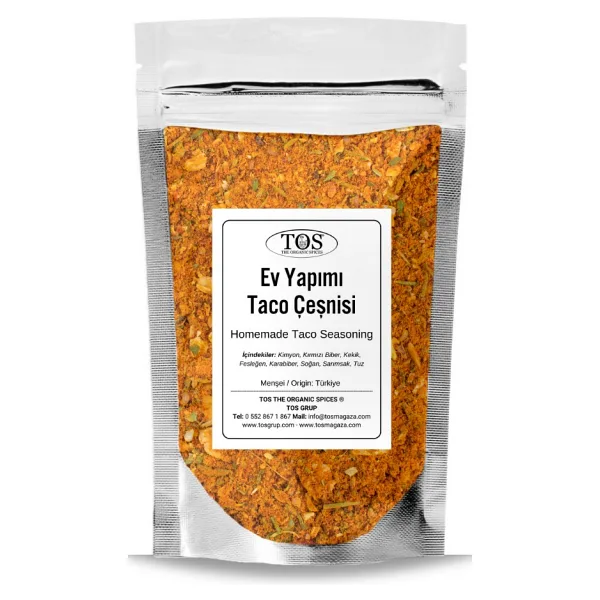 TOS The Organic Spices Ev Yapımı Taco Çeşnisi 250 gr Homemade Taco Seasoning - Premium Quality Baharat Karışımı