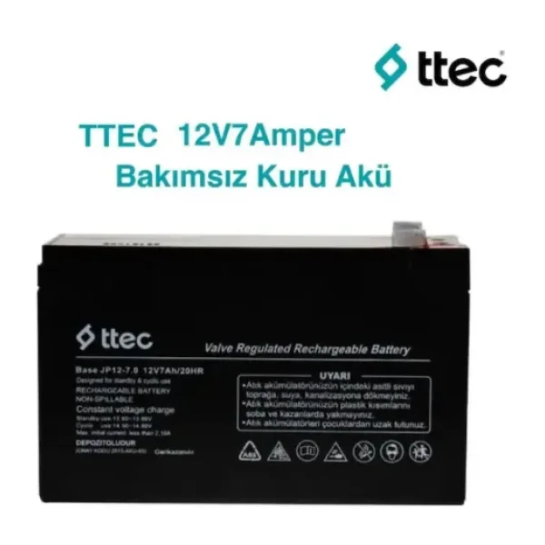 Ttec 12Volt 7A Akü - 12V 7 Ah Kuru Base Akü Ağustos 2024 Üretim