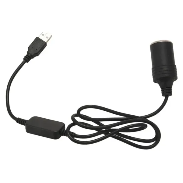 USB 5V - 12V Dişi Araç Çakmak Soketi Dönüştürücü - 1m Kablolu