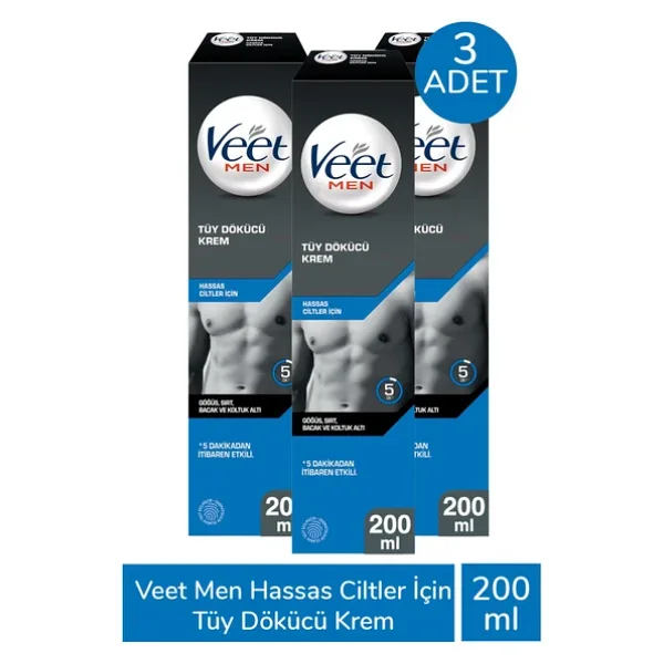 Veet Men Tüy Dökücü Krem Hassas 200 ml 3 Adet